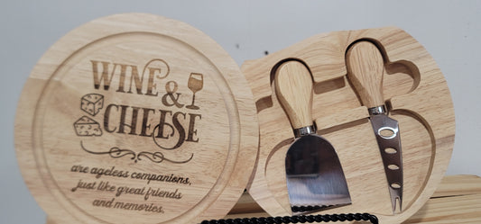 Small Wine and Cheese Cutting Board with Tools