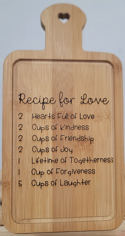 Recipe for Love Cutting Board